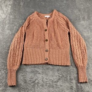 Lauren Conrad Sweater Womens XS Orange Long Sleeve Button Up